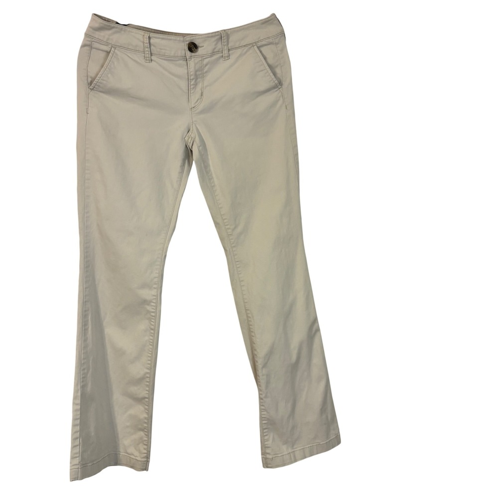 American Eagle Womens Khaki Kick Boot trousers Size 8 Collegiate Preppy Neutral